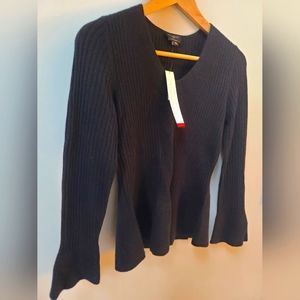 NWT Cashmere Talbots Ruffle Black Sweater size Petite S